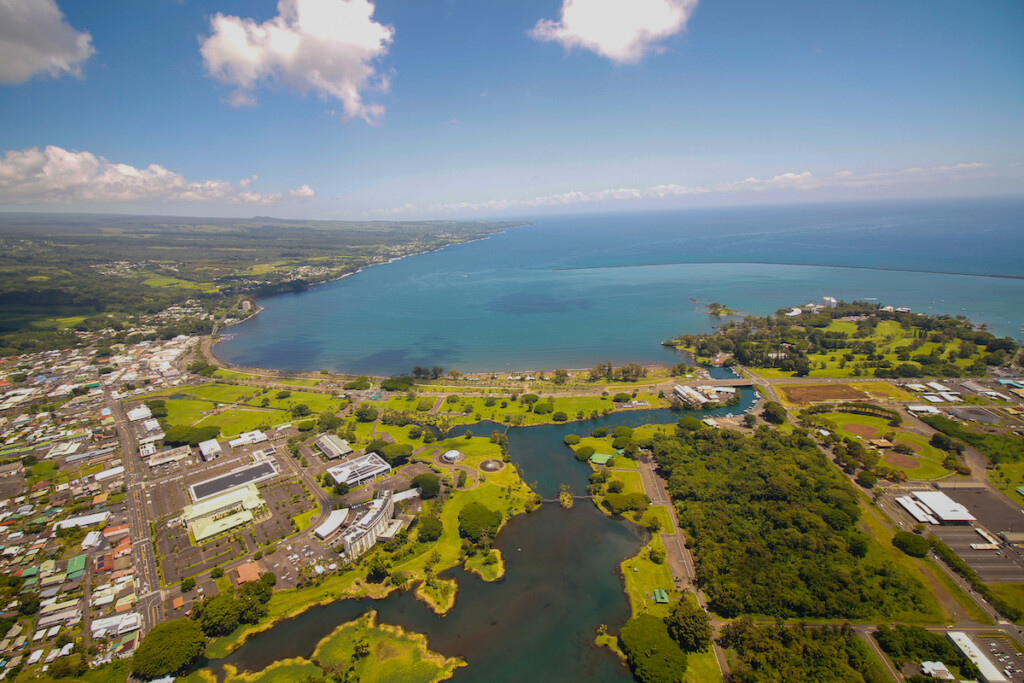 Aerial View Of The City Of Hilo On The Island Of Big Island, Hawaii